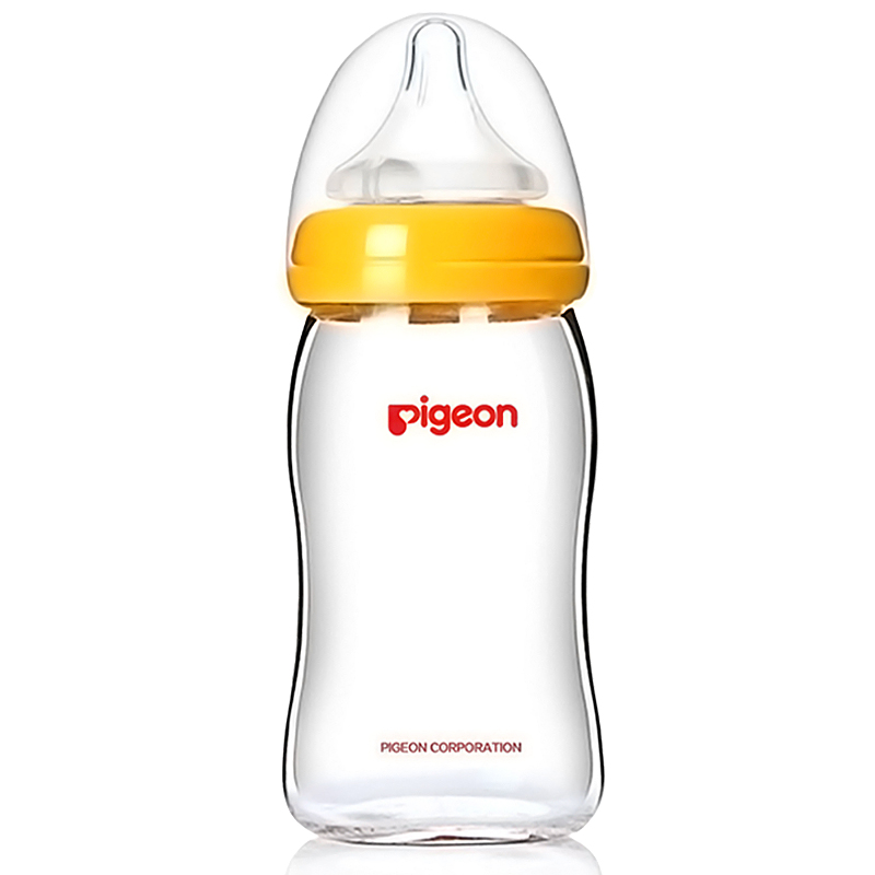 貝親寬口徑玻璃奶瓶160ml-黃色(AA73)