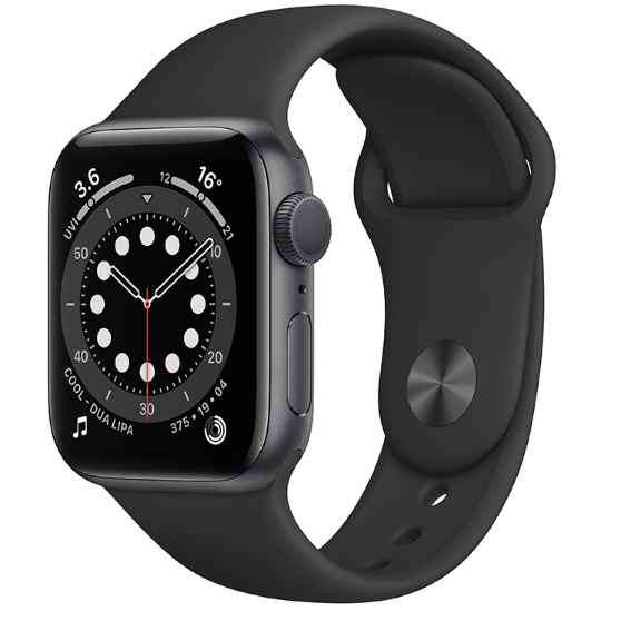 2020新款 苹果Apple Watch Series 6 44毫米 （GPS版 深空灰色铝金属表壳 黑色运动型表带）