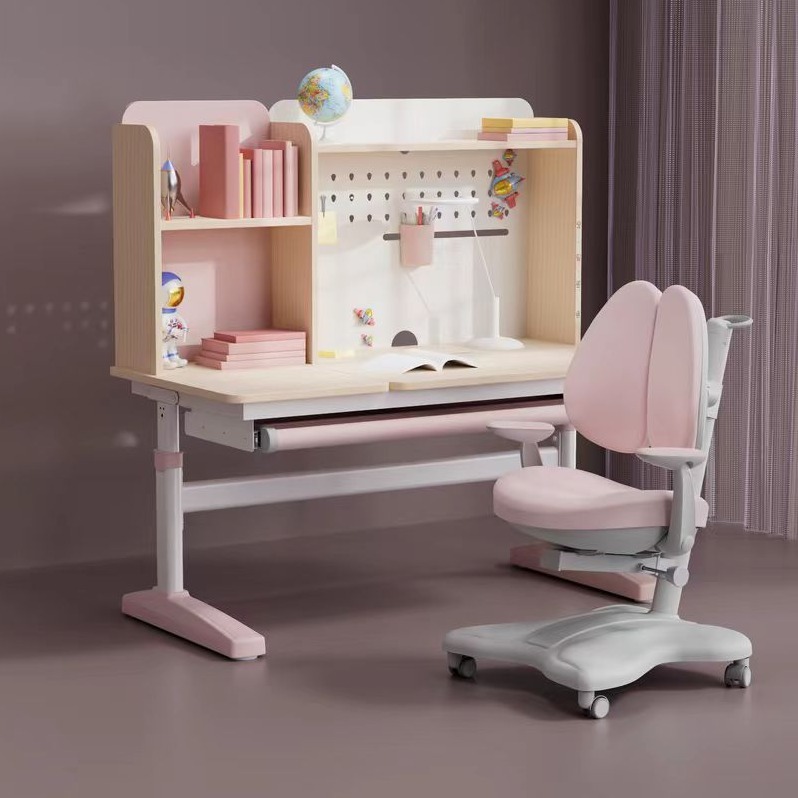 【支持商城券兑换】作业帮桌椅套装启明星0.8米+蝴蝶椅樱花粉色