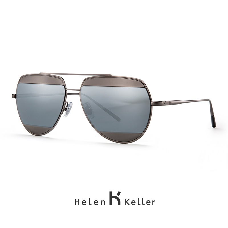海伦凯勒中性款/男女通用款/明星同款墨镜遮光眼镜H8602HD11-1浅棕框+淡蓝浅水银片