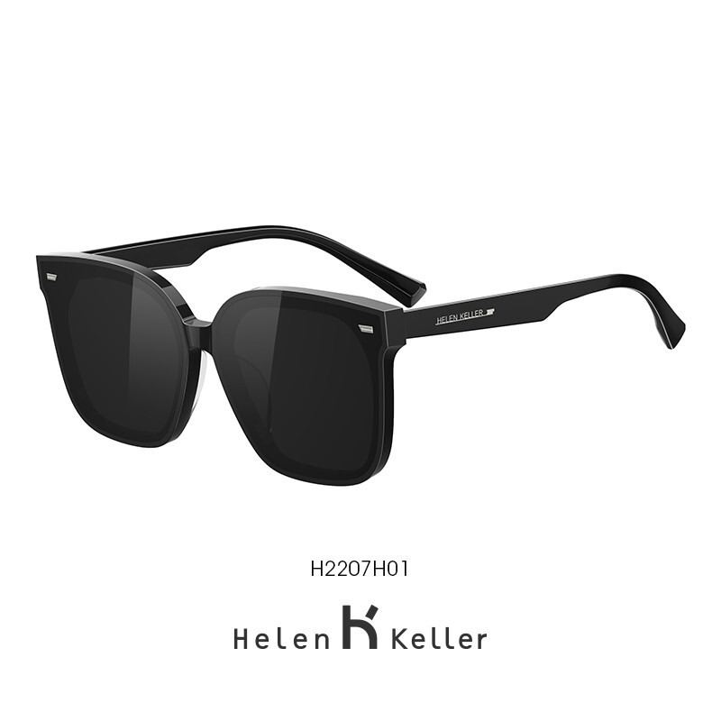 海伦凯勒新款太阳镜男女开车偏光墨镜女H2207H01 全色灰片+亮黑框