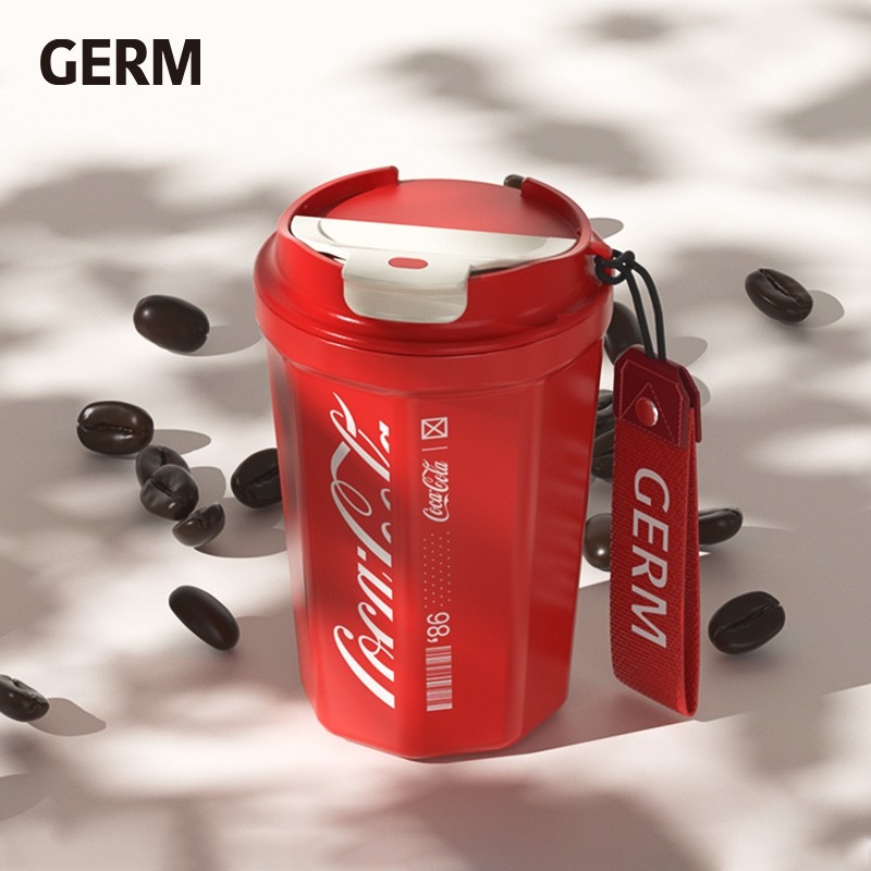 格沵（germ)可口可乐联名款菱形咖啡杯水杯390ml GPS-2124VP-CCW/CCR（下单请备注颜色：红色/白色，不备注颜色随机）
