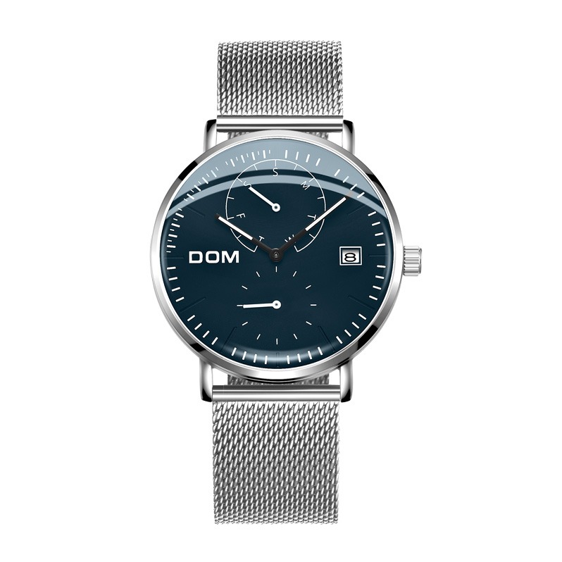腕间风采 ·多姆(dom)时尚超薄男士手表m-435d-2m蓝盘银网带(以标题和