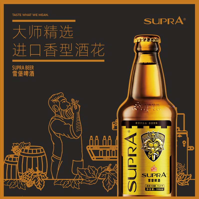 11度雪堡黄啤酒330ml*12瓶