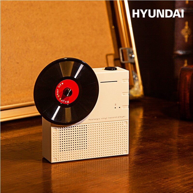 数码专区.HYUNDAI-怀旧唱片蓝牙音箱YH-F033黑色/白色（下单前请咨询客服区域库存和颜色）