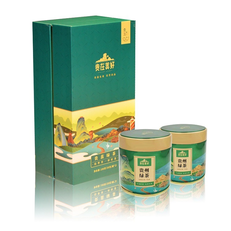 贵州馆.贵蕊 贵在美好绿茶100克（特级）50克*2罐/盒 贵州铜仁梵净山绿茶礼盒装