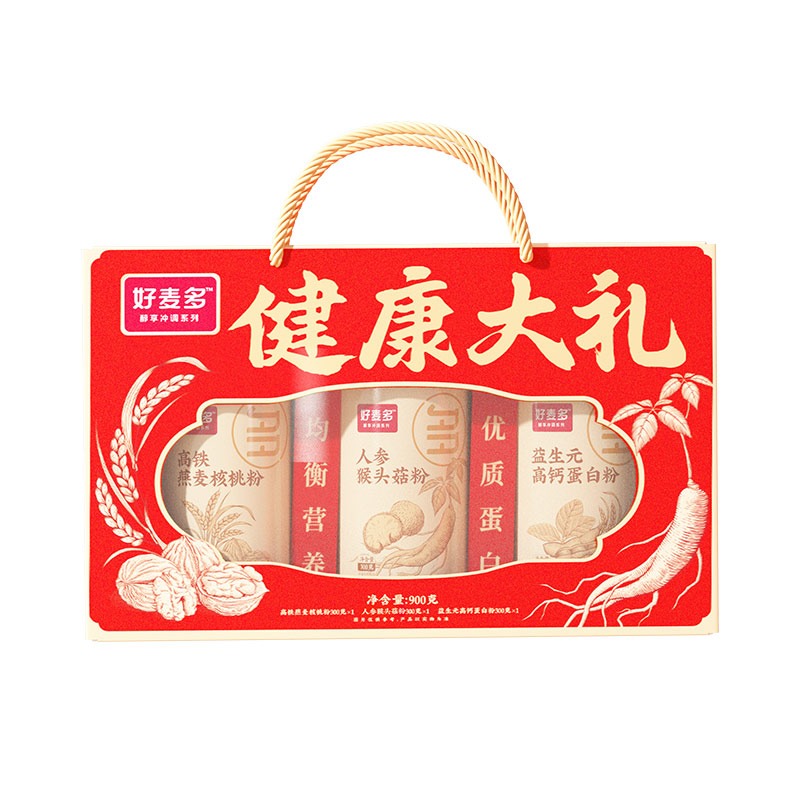 每周秒杀.好麦多 健康大礼900g（高铁燕麦核桃粉300g+人参猴菇粉300g+益生元高钙蛋白粉300g） 西藏/内蒙古/甘肃/青海/宁夏/新疆不发货