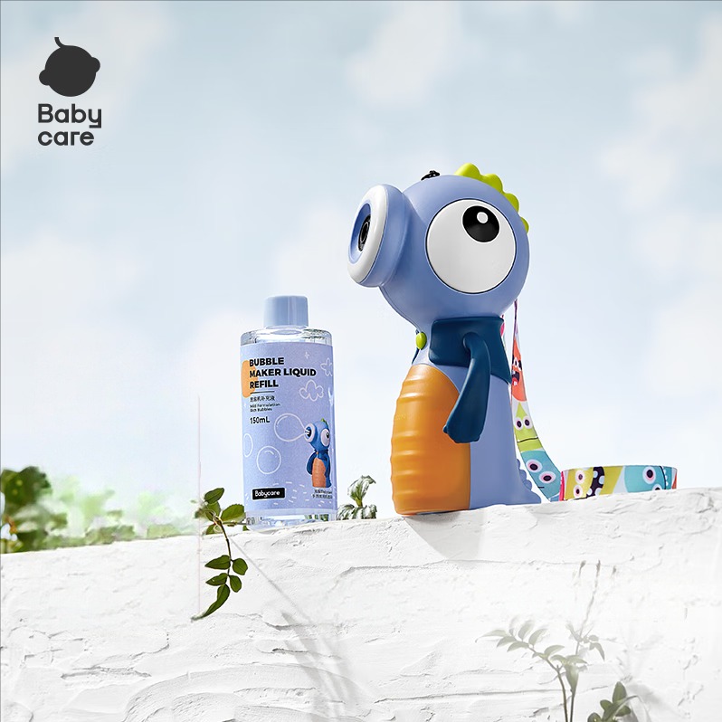 每周秒杀.babycare儿童手持泡泡机电动玩具-巴伦小恐龙泡泡机-蒙因蓝