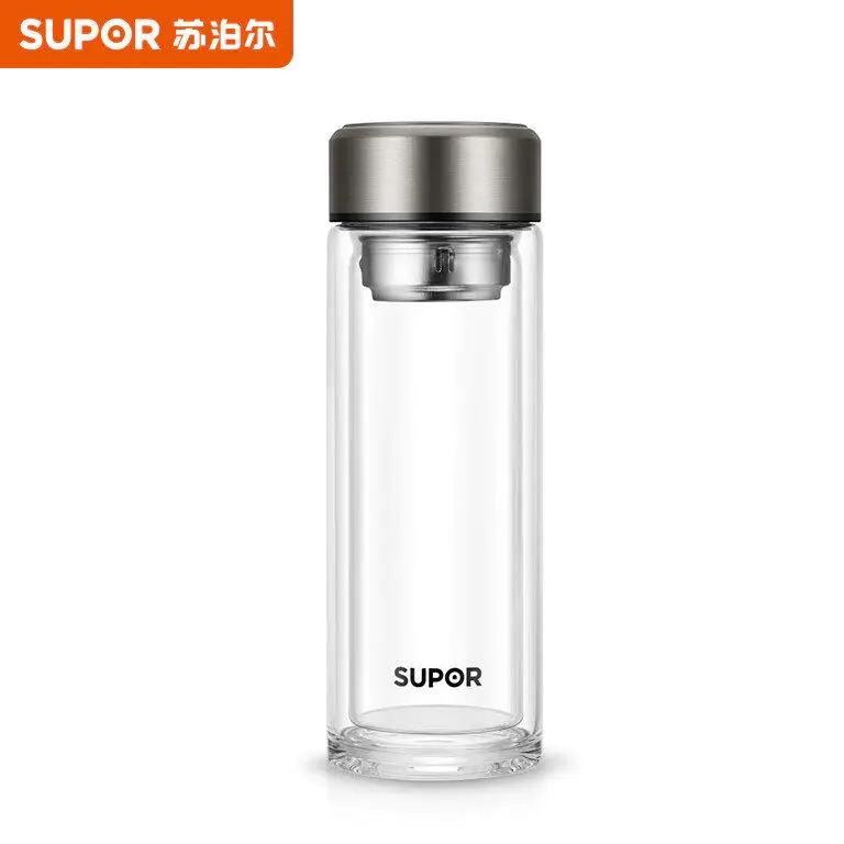 SUPOR/苏泊尔380毫升双层耐热玻璃杯-流光银KCG38AZ10