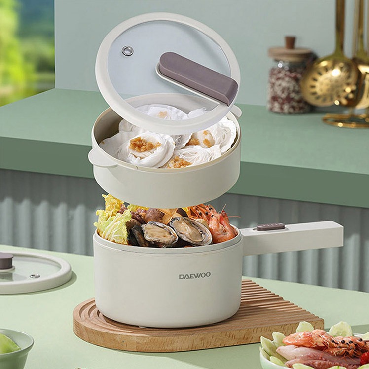 每周秒杀.大宇 DAEWOO电煮锅火锅上蒸下煮DYZG-16G9 珊瑚赫