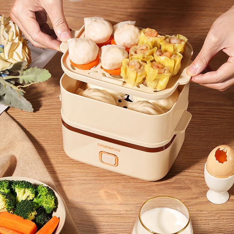 每周秒杀.大宇（DAEWOO） 家用煮蛋器小型多功能蒸蛋蒸包小蒸锅 双层 DYZD-150
