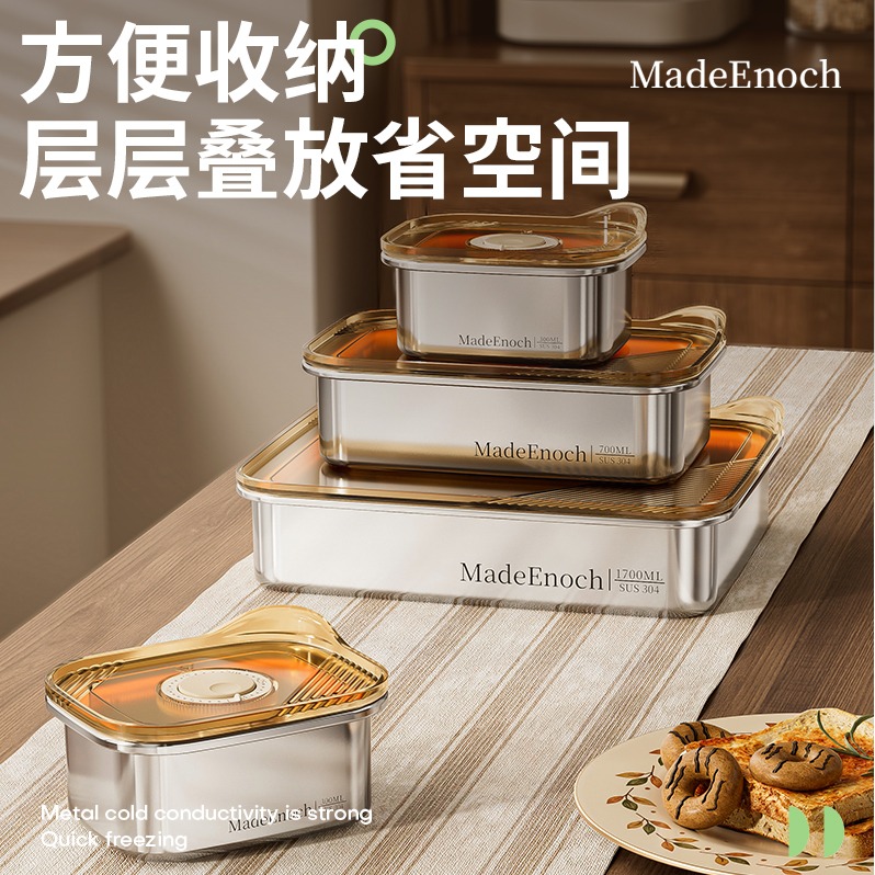 每周秒杀.MadeEnoch米兰生活保鲜盒饭盒四件套ME-027 300ml*2+700ml+1700ml