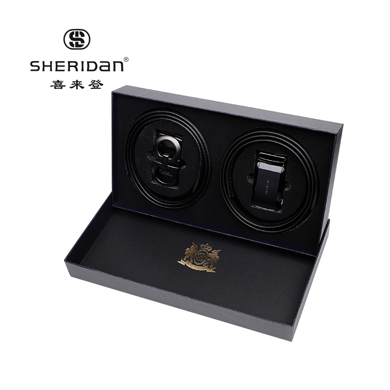 SHERIDAN喜来登男士自动扣头层牛皮双扣头双带身组合套装NL220559S偏远地区（含海南、新疆、西藏、内蒙古、甘肃、青海、宁夏）不发货